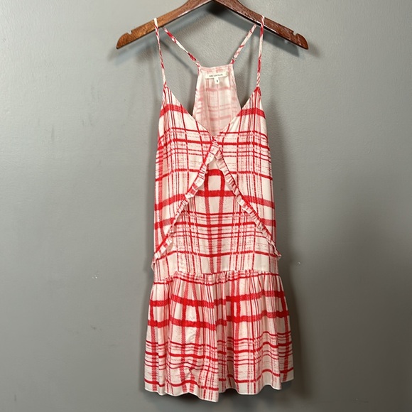 Avec Les Filles Dress Women Plaid  Windowpane Grid Check Mini White Red size S - Picture 12 of 13